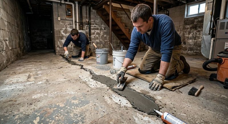 Cracked Basement Floor Repair in Caroline County, VA